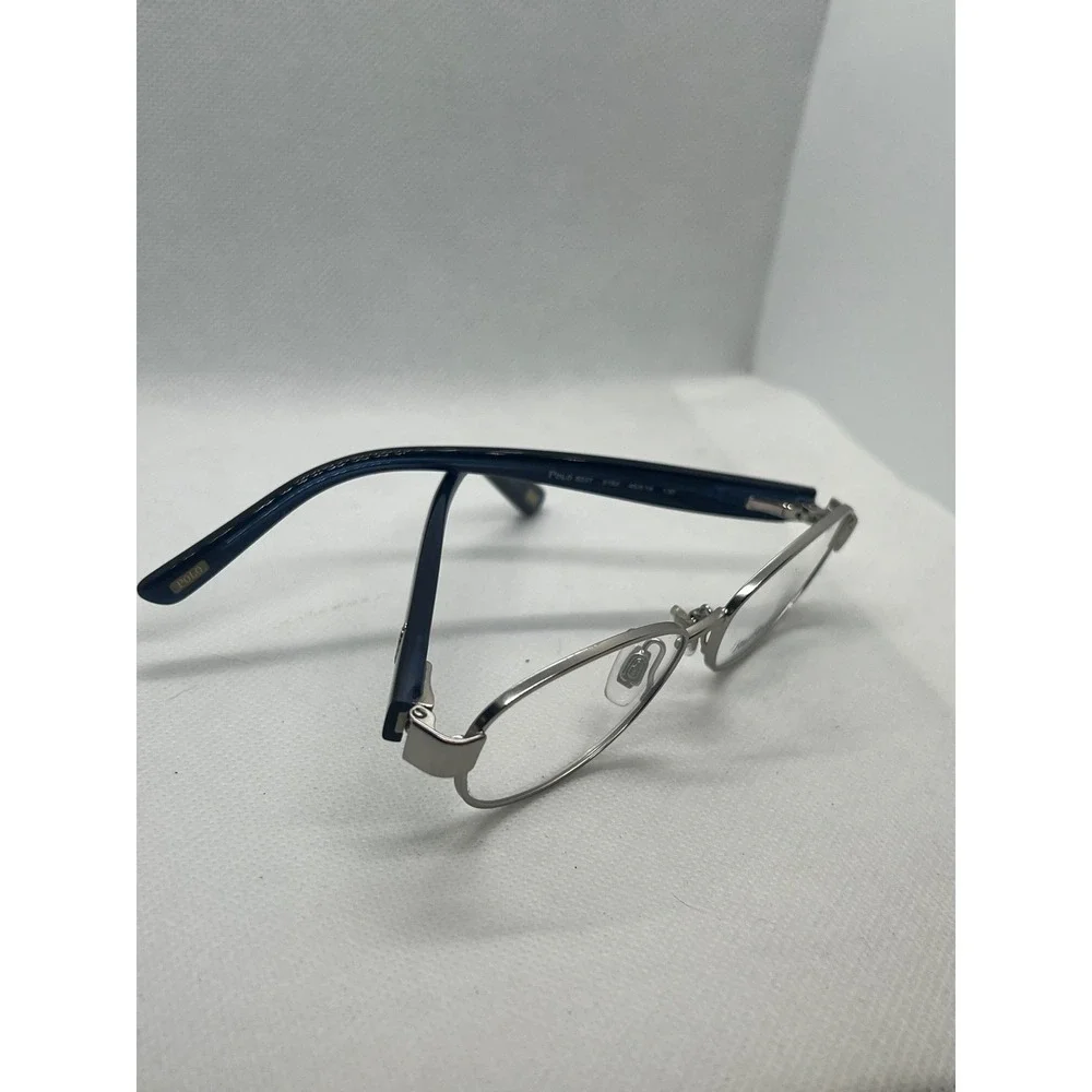 Polo Ralph Lauren 8037 3183‎ Silver Navy Blue Oval Eyeglasses Frames 45-14-130